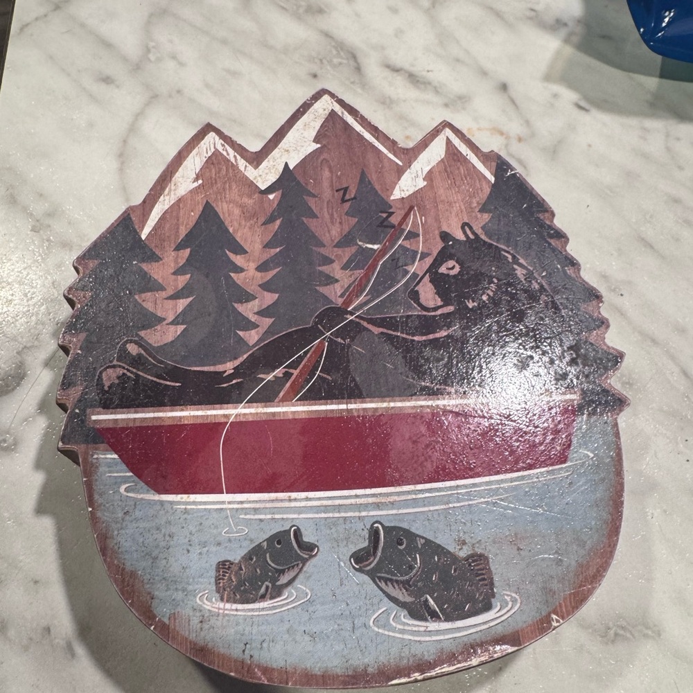 Rustic Bear and Fish Wall Art